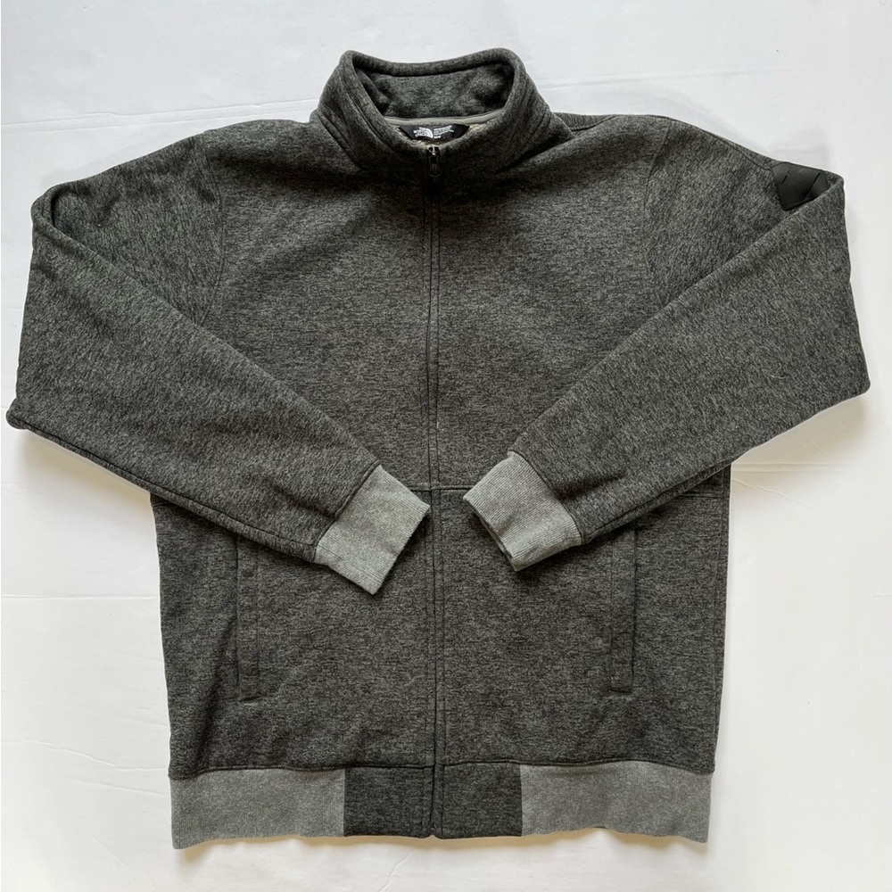 The North Face Men’s Medium Gray Fleece Full Zip Jacket with Shoulder Patch Logo - Picture 1 of 12